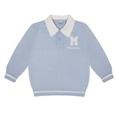 Mitch & Son Boys Pale Blue Knitted Polo Shirt